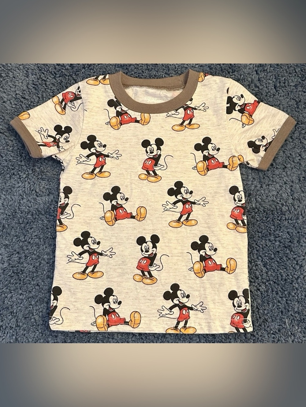 Disney Junior Mickey Mouse Baby Boy 18M White/Brown Graphic Short Sleeve T-Shirt